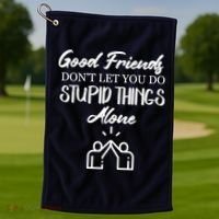 Good Friends Don’t Let You Do Stupid Things Alone Golf Towel thumb 1