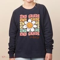 Groovy First Day Of School 2nd Grade Vibes Back To School Women's Sweatshirt thumb 0