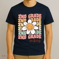 Groovy First Day Of School 2nd Grade Vibes Back To School T-Shirt thumb 3