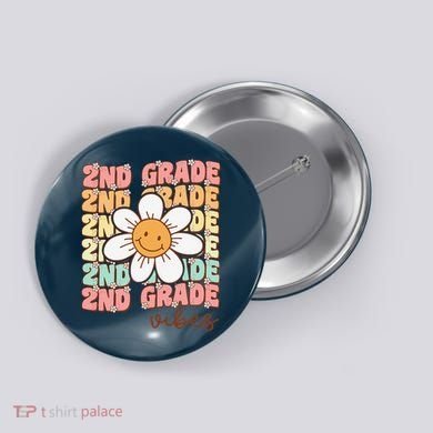 Groovy First Day Of School 2nd Grade Vibes Back To School Button