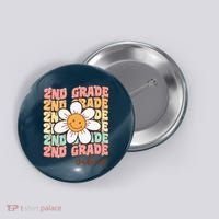 Groovy First Day Of School 2nd Grade Vibes Back To School Button thumb 0