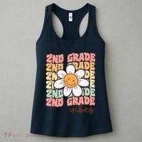 Groovy First Day Of School 2nd Grade Vibes Back To School Women's Tank Top thumb 3