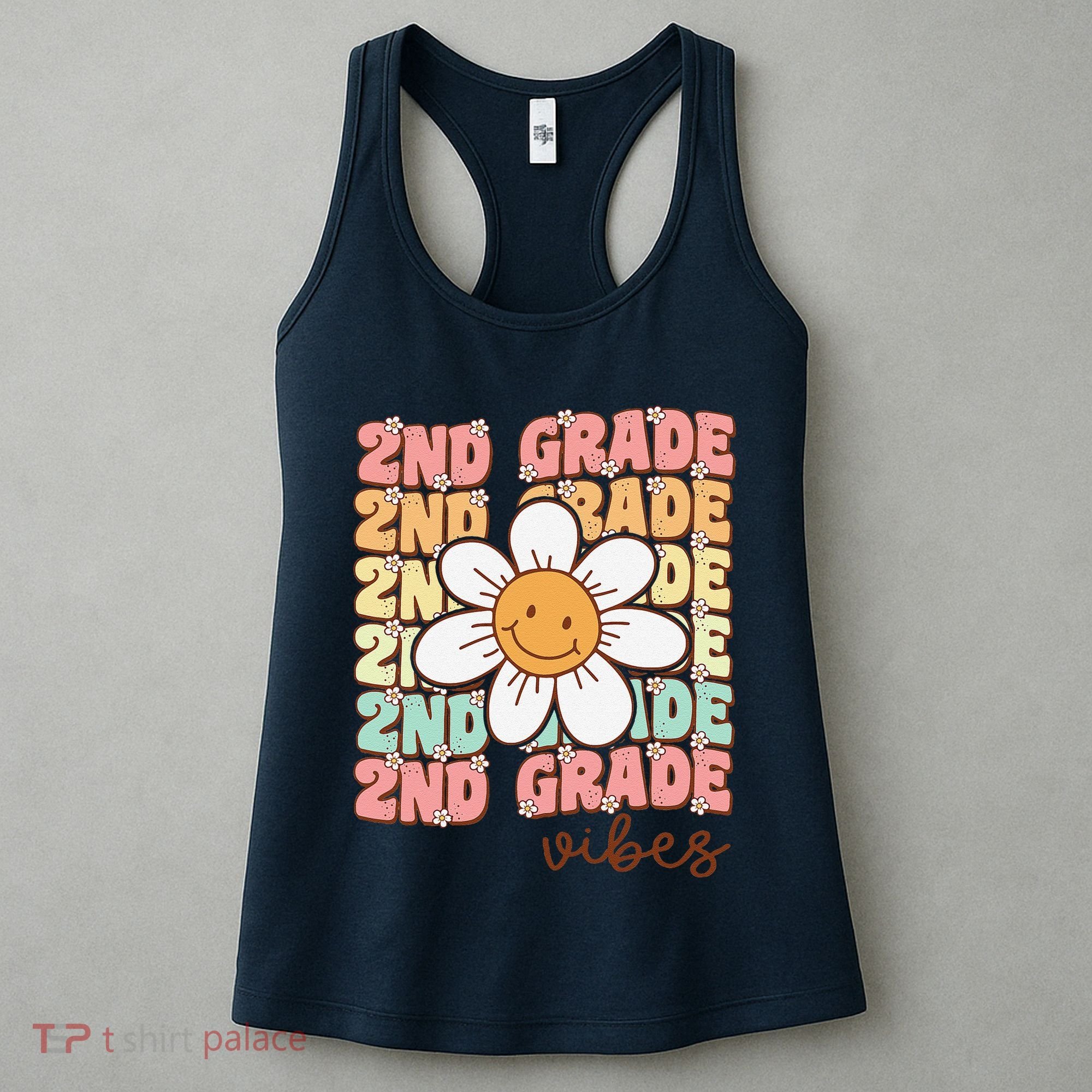 Groovy First Day Of School 2nd Grade Vibes Back To School Women's Tank Top