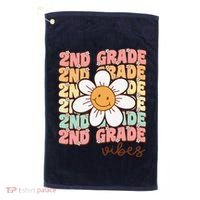 Groovy First Day Of School 2nd Grade Vibes Back To School Golf Towel thumb 0