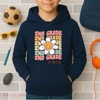 Groovy First Day Of School 2nd Grade Vibes Back To School Kids Hoodie thumb 2