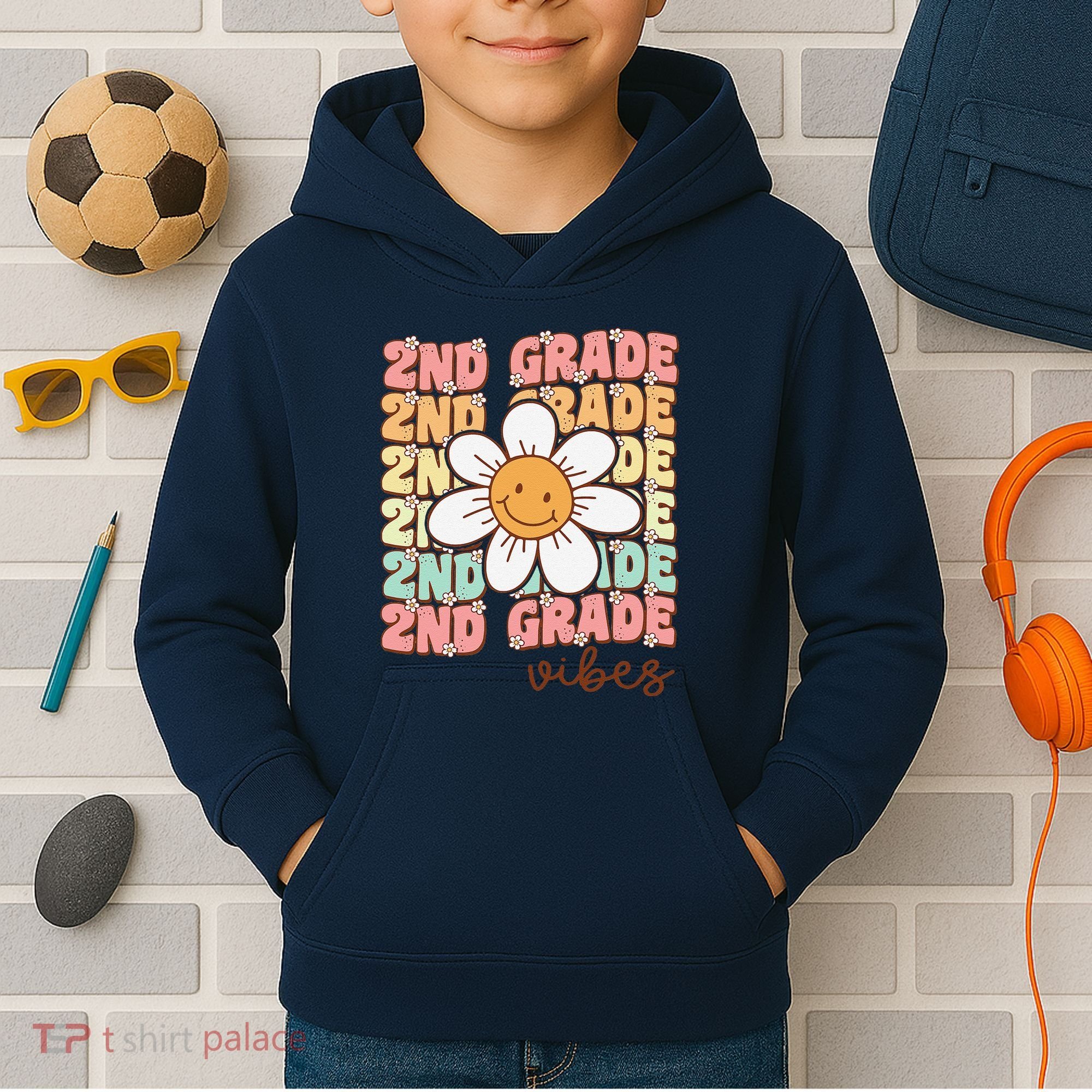 Groovy First Day Of School 2nd Grade Vibes Back To School Kids Hoodie