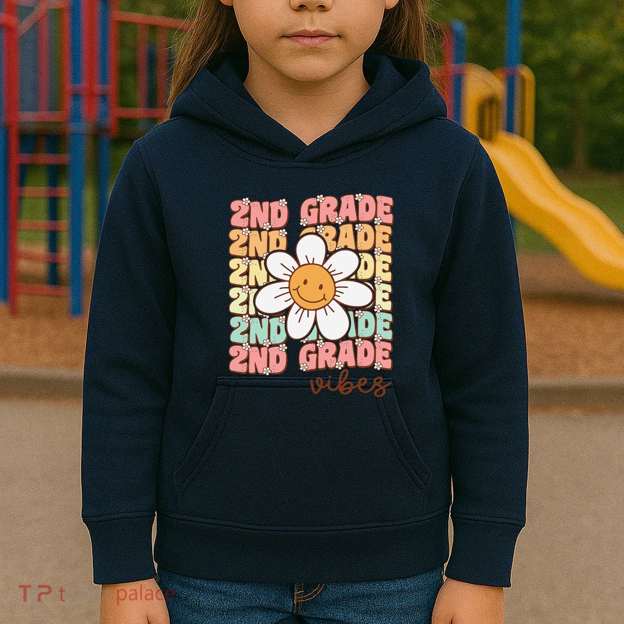 Groovy First Day Of School 2nd Grade Vibes Back To School Kids Hoodie