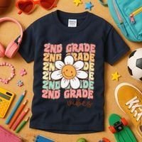 Groovy First Day Of School 2nd Grade Vibes Back To School Kids T-Shirt thumb 3