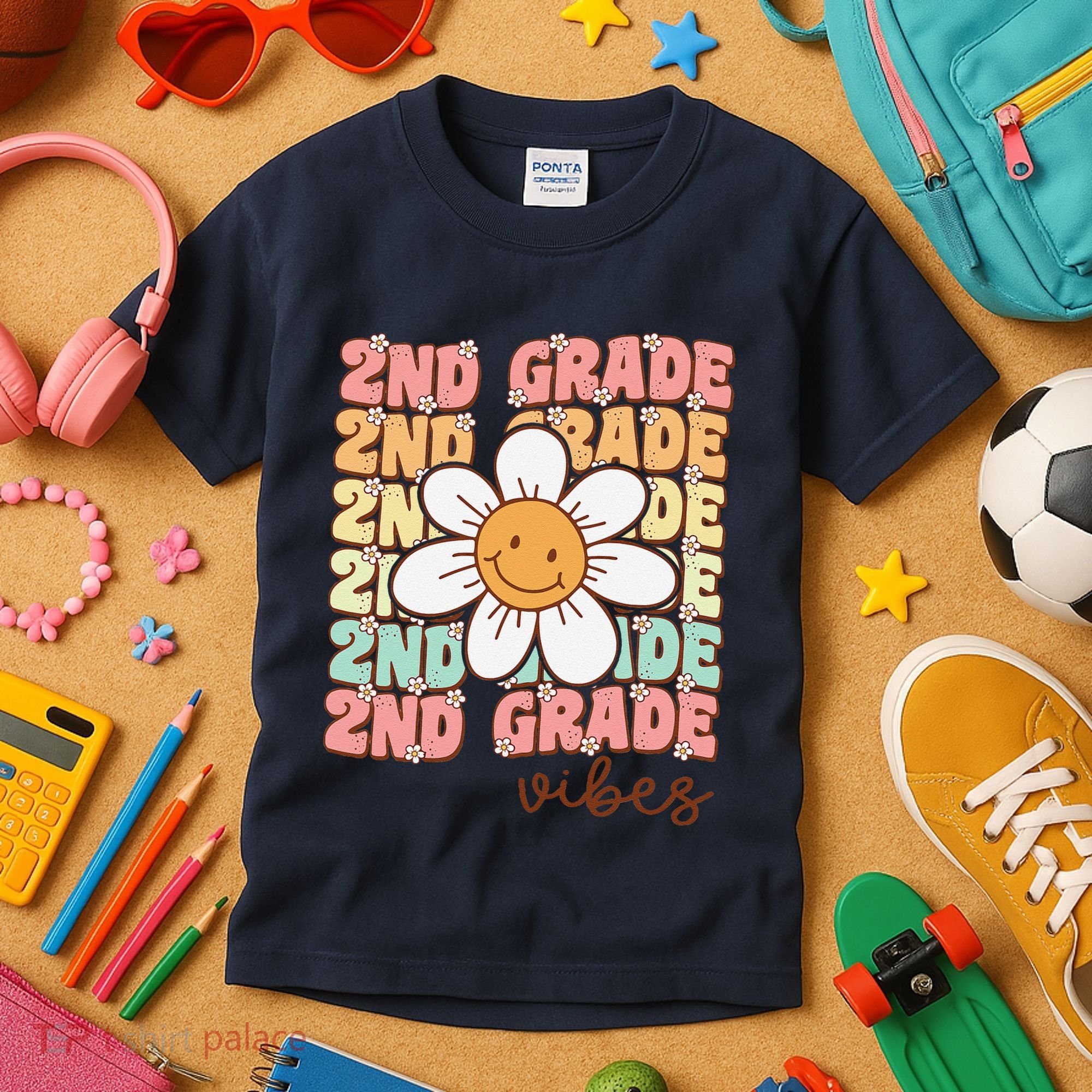 Groovy First Day Of School 2nd Grade Vibes Back To School Kids T-Shirt