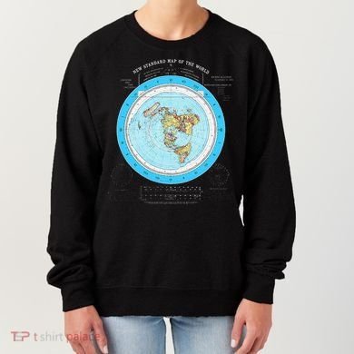 Gleason Flat Earth Map Blue Flat Earth Map Flat Earth Women's Sweatshirt
