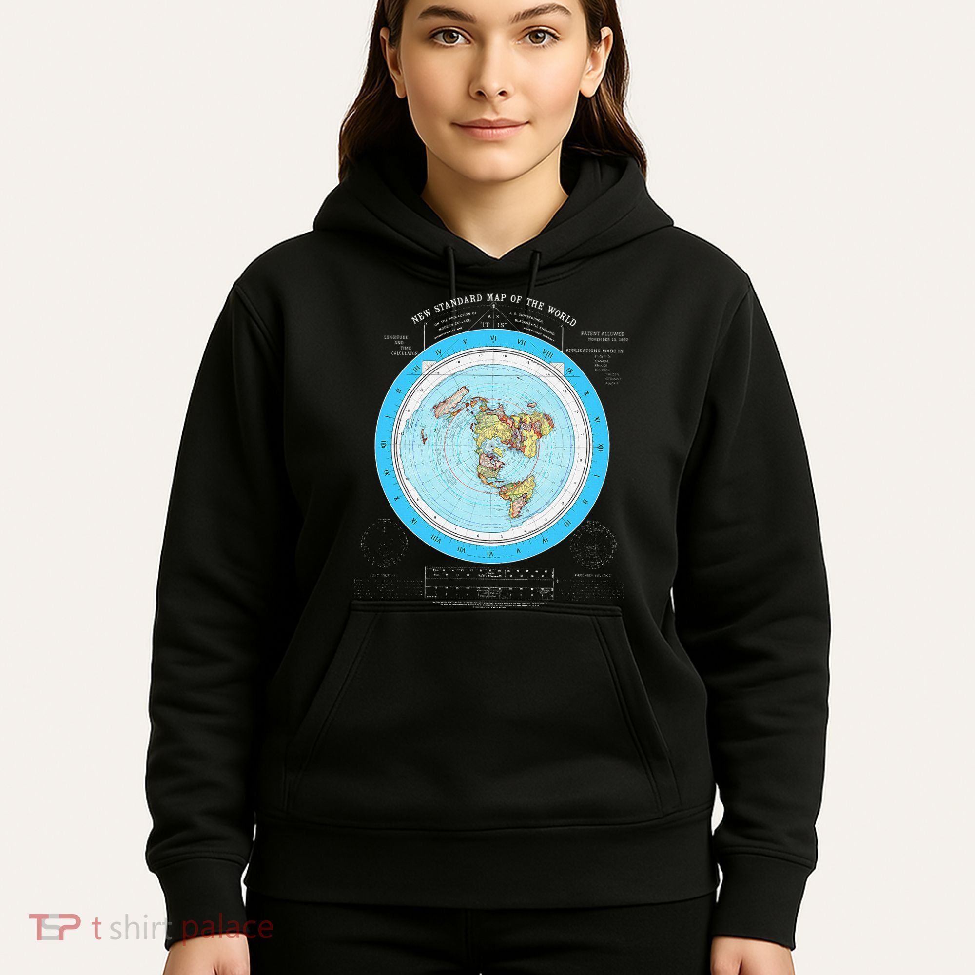 Gleason Flat Earth Map Blue Flat Earth Map Flat Earth Hoodie
