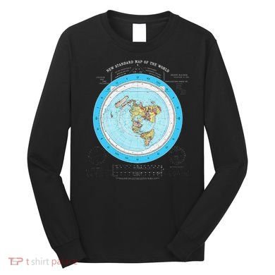 Gleason Flat Earth Map Blue Flat Earth Map Flat Earth Long Sleeve Shirt