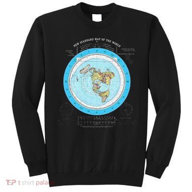 Gleason Flat Earth Map Blue Flat Earth Map Flat Earth Sweatshirt