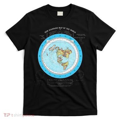 Gleason Flat Earth Map Blue Flat Earth Map Flat Earth T-Shirt