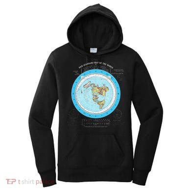 Gleason Flat Earth Map Blue Flat Earth Map Flat Earth Women's Hoodie
