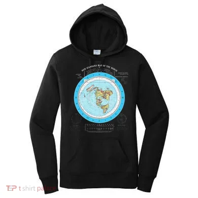 Gleason Flat Earth Map Blue Flat Earth Map Flat Earth Women's Hoodie