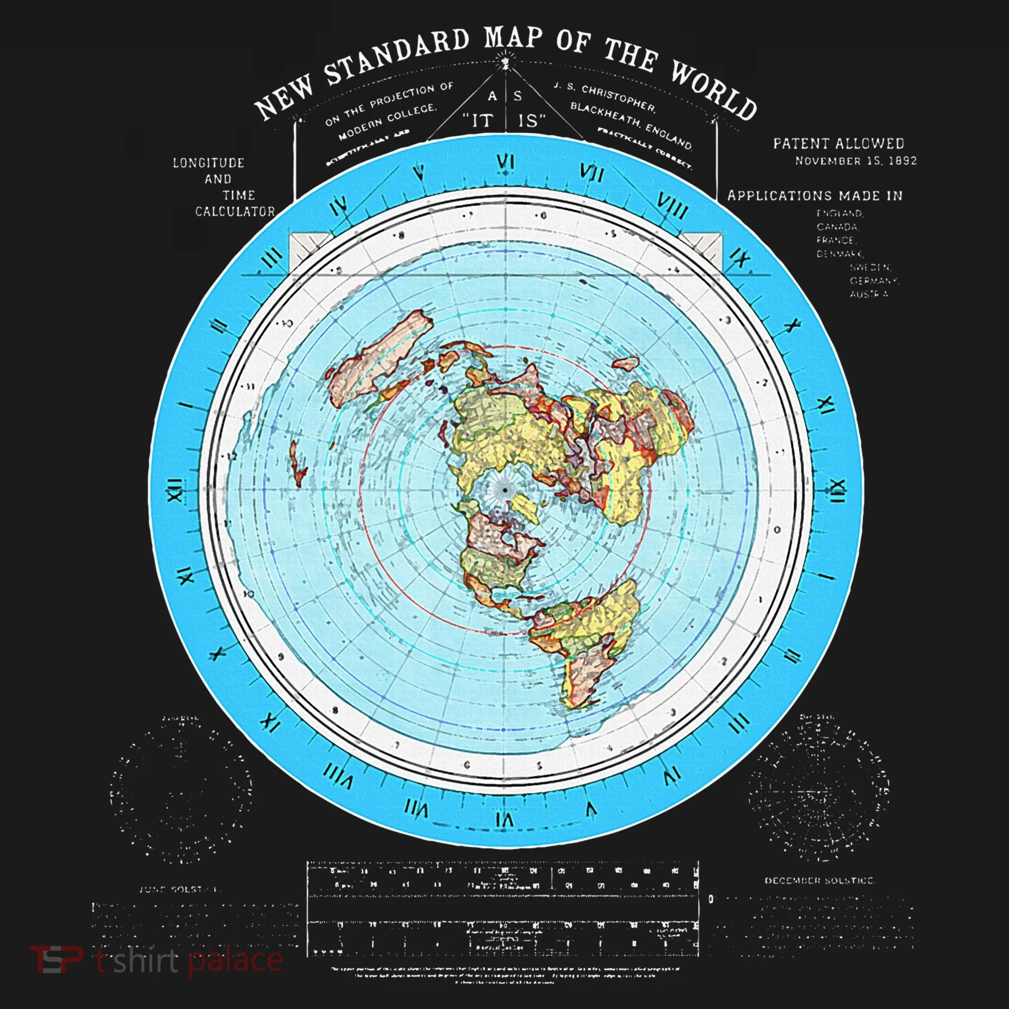 Gleason Flat Earth Map Blue Flat Earth Map Flat Earth Ornament