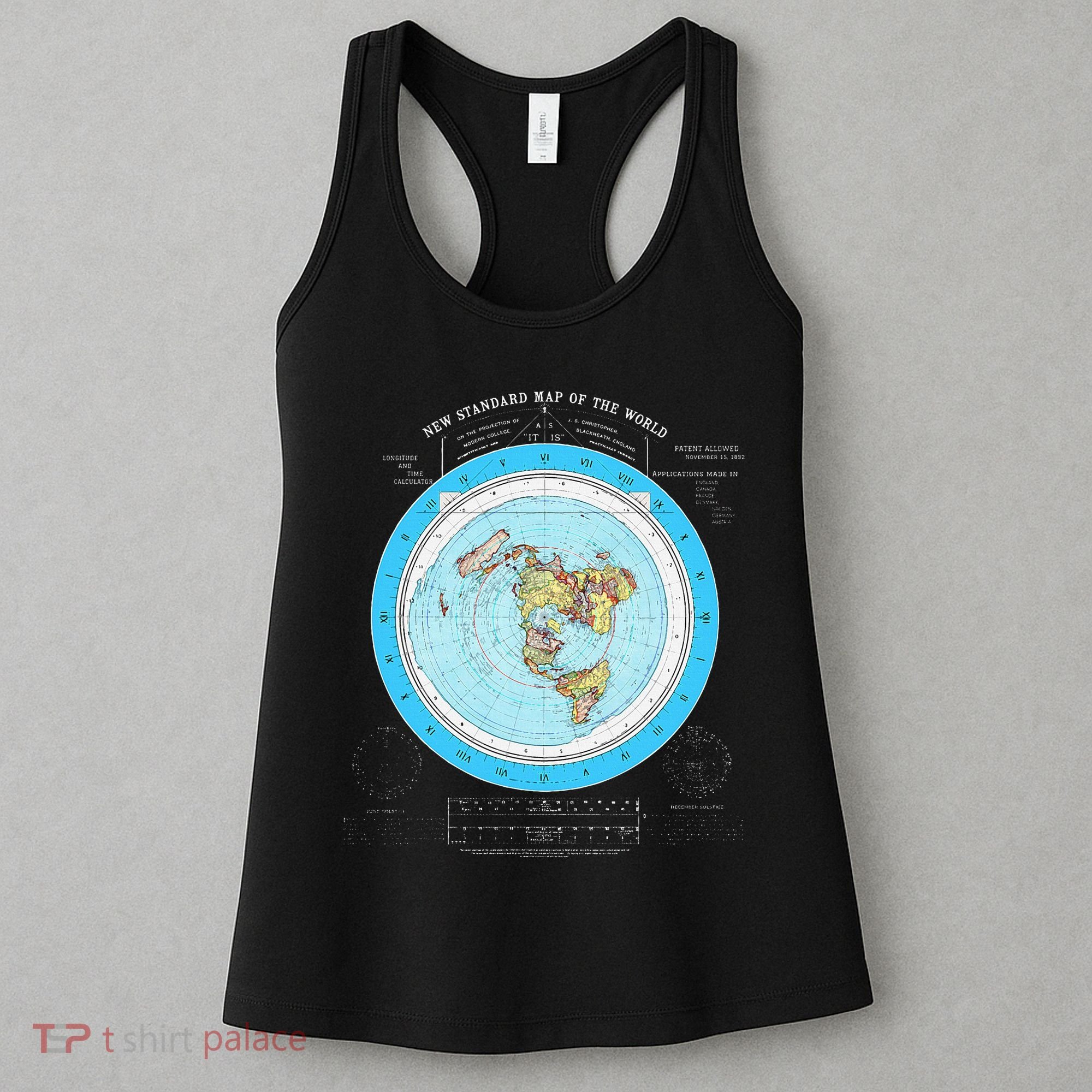 Gleason Flat Earth Map Blue Flat Earth Map Flat Earth Women's Tank Top