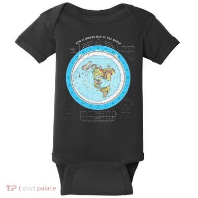 Gleason Flat Earth Map Blue Flat Earth Map Flat Earth Baby Bodysuit