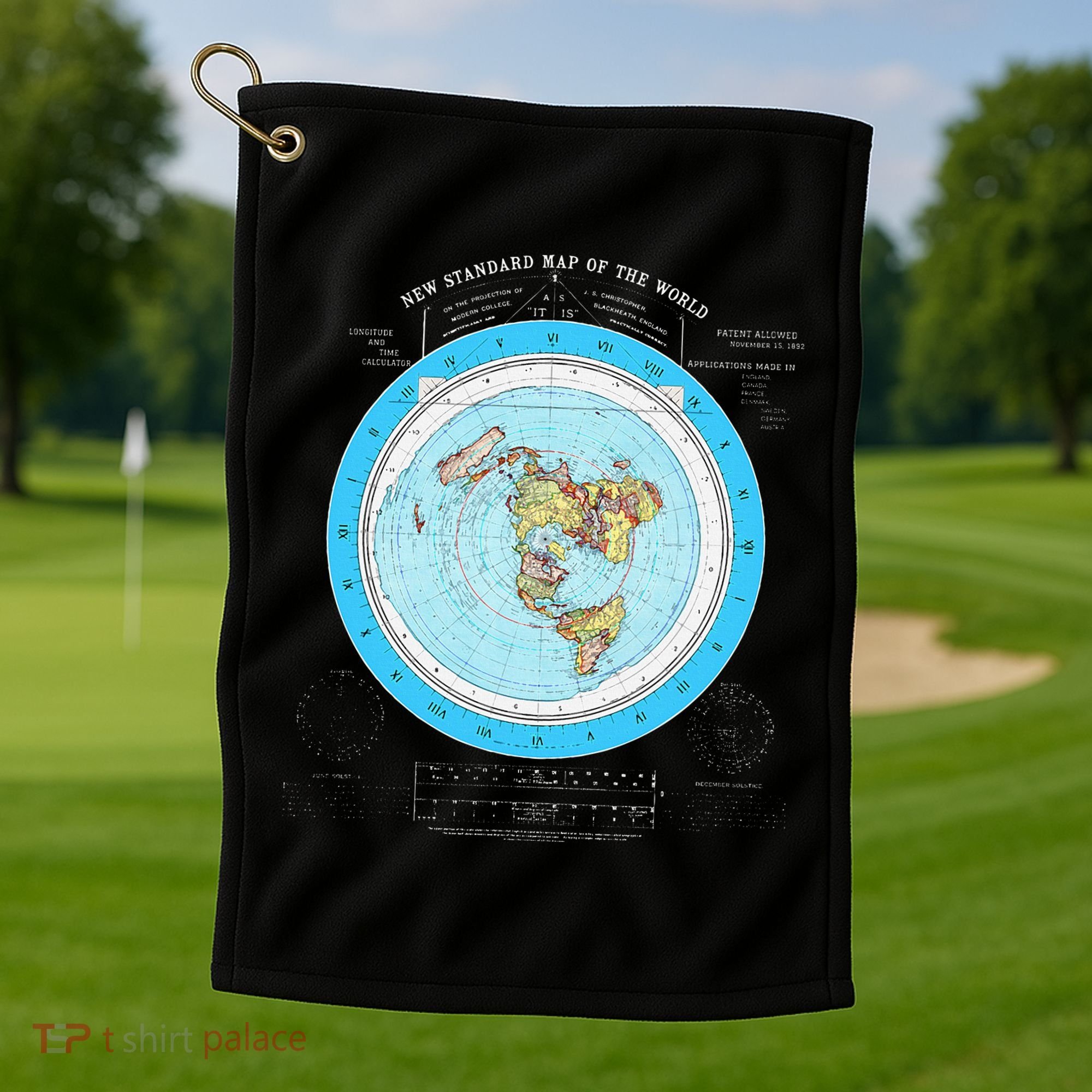 Gleason Flat Earth Map Blue Flat Earth Map Flat Earth Golf Towel