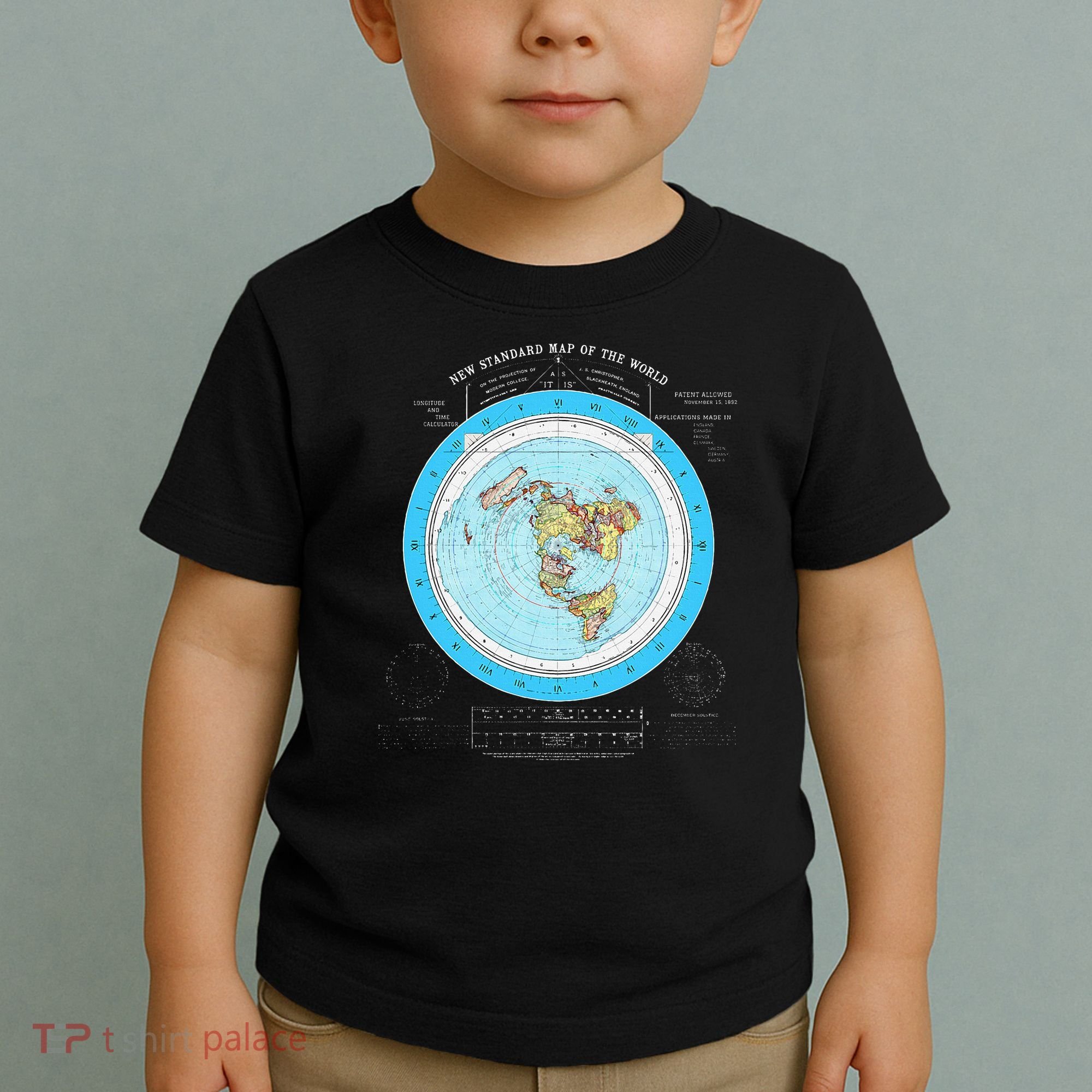 Gleason Flat Earth Map Blue Flat Earth Map Flat Earth Toddler T-Shirt