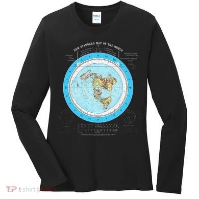 Gleason Flat Earth Map Blue Flat Earth Map Flat Earth Women's Long Sleeve Shirt