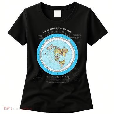 Gleason Flat Earth Map Blue Flat Earth Map Flat Earth Women's T-Shirt