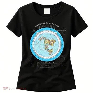 Gleason Flat Earth Map Blue Flat Earth Map Flat Earth Women's T-Shirt