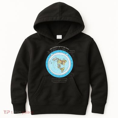 Gleason Flat Earth Map Blue Flat Earth Map Flat Earth Kids Hoodie