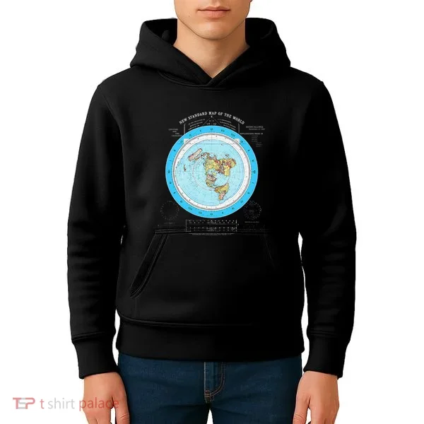 Gleason Flat Earth Map Blue Flat Earth Map Flat Earth Kids Hoodie