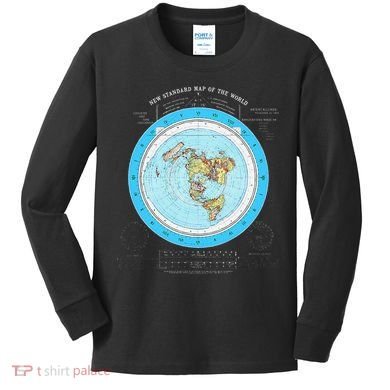 Gleason Flat Earth Map Blue Flat Earth Map Flat Earth Kids Long Sleeve Shirt