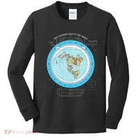Gleason Flat Earth Map Blue Flat Earth Map Flat Earth Kids Long Sleeve Shirt thumb 0