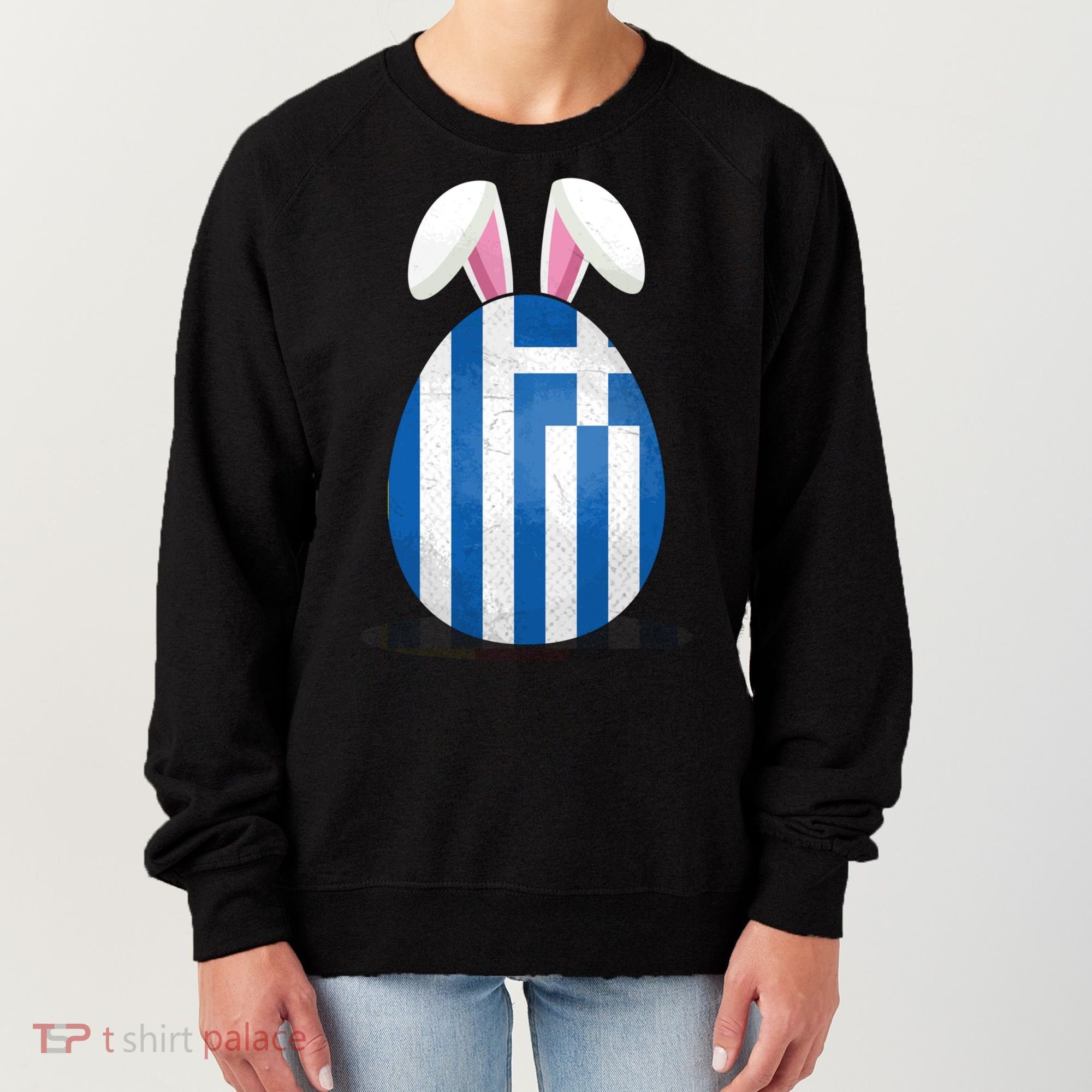 Greece Flag Egg Bunny Ears Greek Easter Sunday Gift Women's Sweatshirt