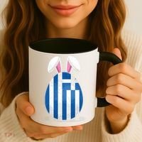 Greece Flag Egg Bunny Ears Greek Easter Sunday Gift Coffee Mug thumb 3