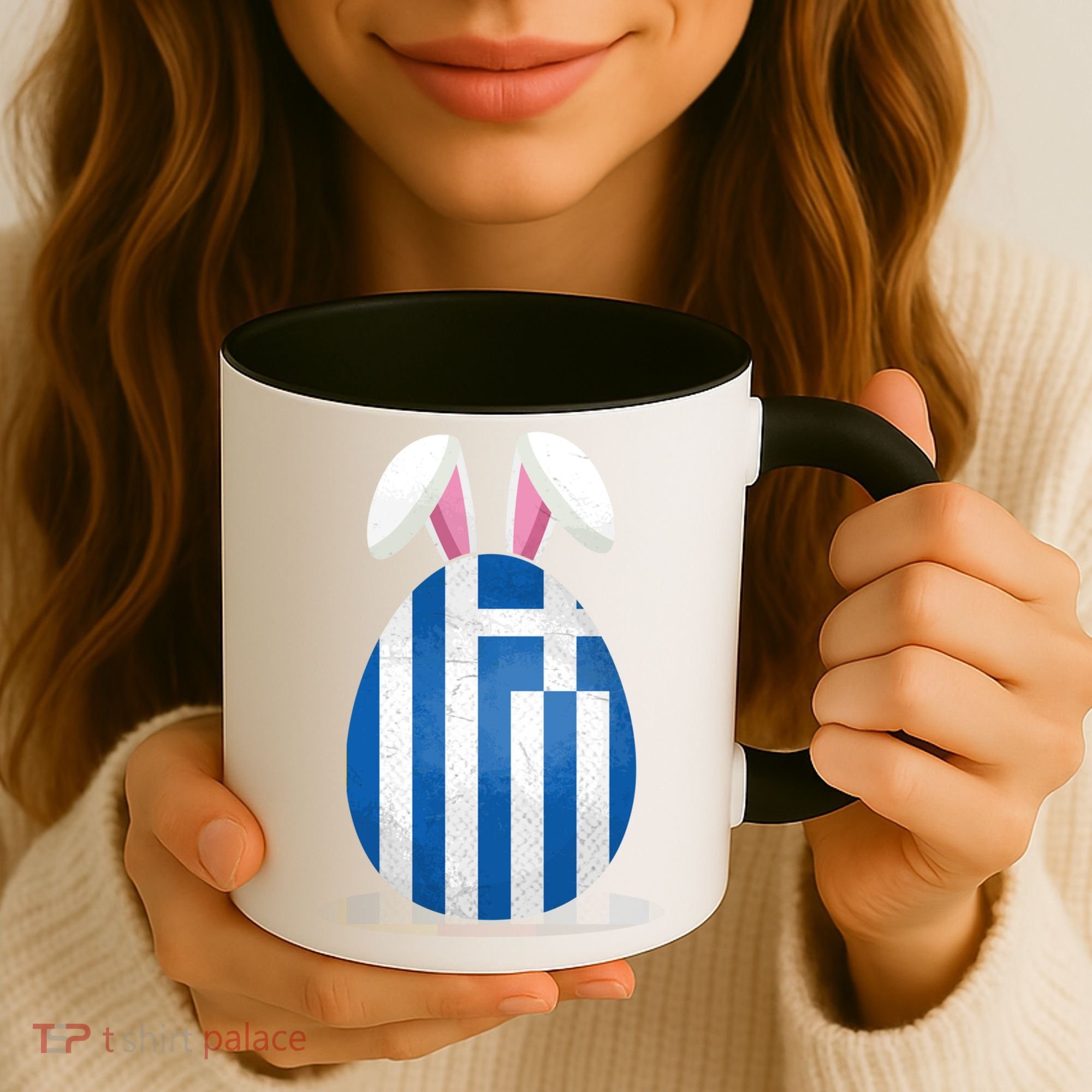 Greece Flag Egg Bunny Ears Greek Easter Sunday Gift Coffee Mug