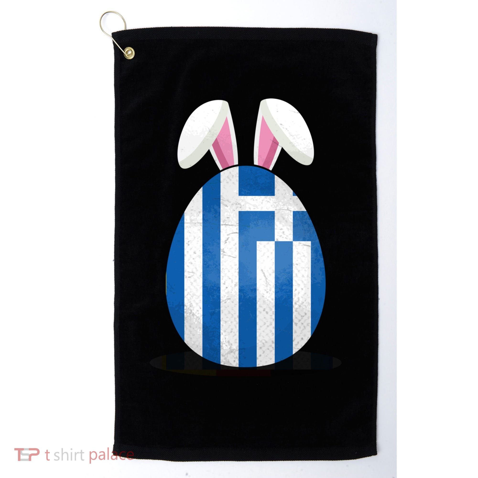 Greece Flag Egg Bunny Ears Greek Easter Sunday Gift Golf Towel