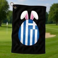 Greece Flag Egg Bunny Ears Greek Easter Sunday Gift Golf Towel thumb 1