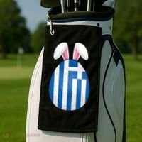 Greece Flag Egg Bunny Ears Greek Easter Sunday Gift Golf Towel thumb 2