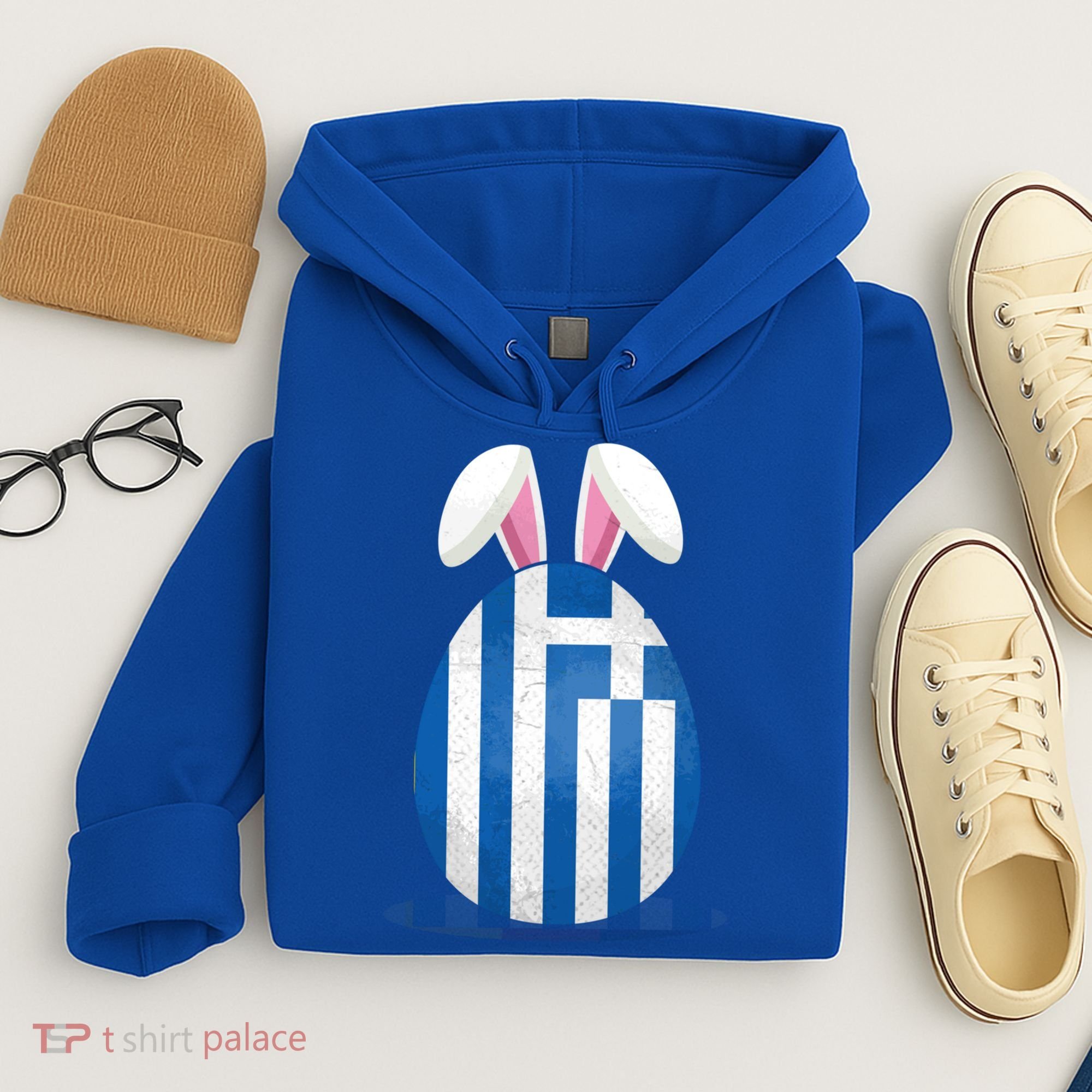 Greece Flag Egg Bunny Ears Greek Easter Sunday Gift Hoodie