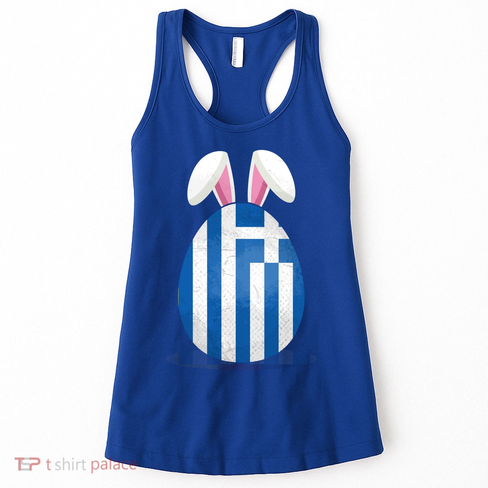 Greece Flag Egg Bunny Ears Greek Easter Sunday Gift Women's Tank Top