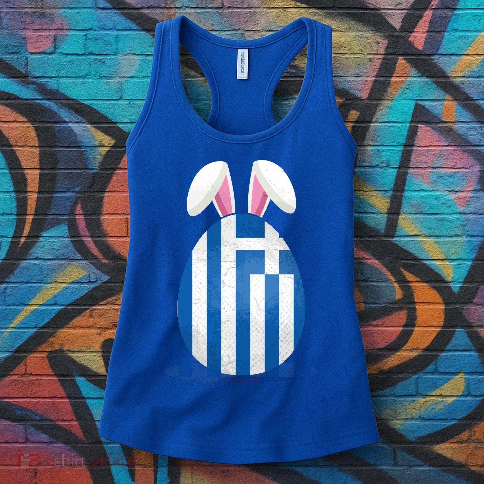 Greece Flag Egg Bunny Ears Greek Easter Sunday Gift Women's Tank Top