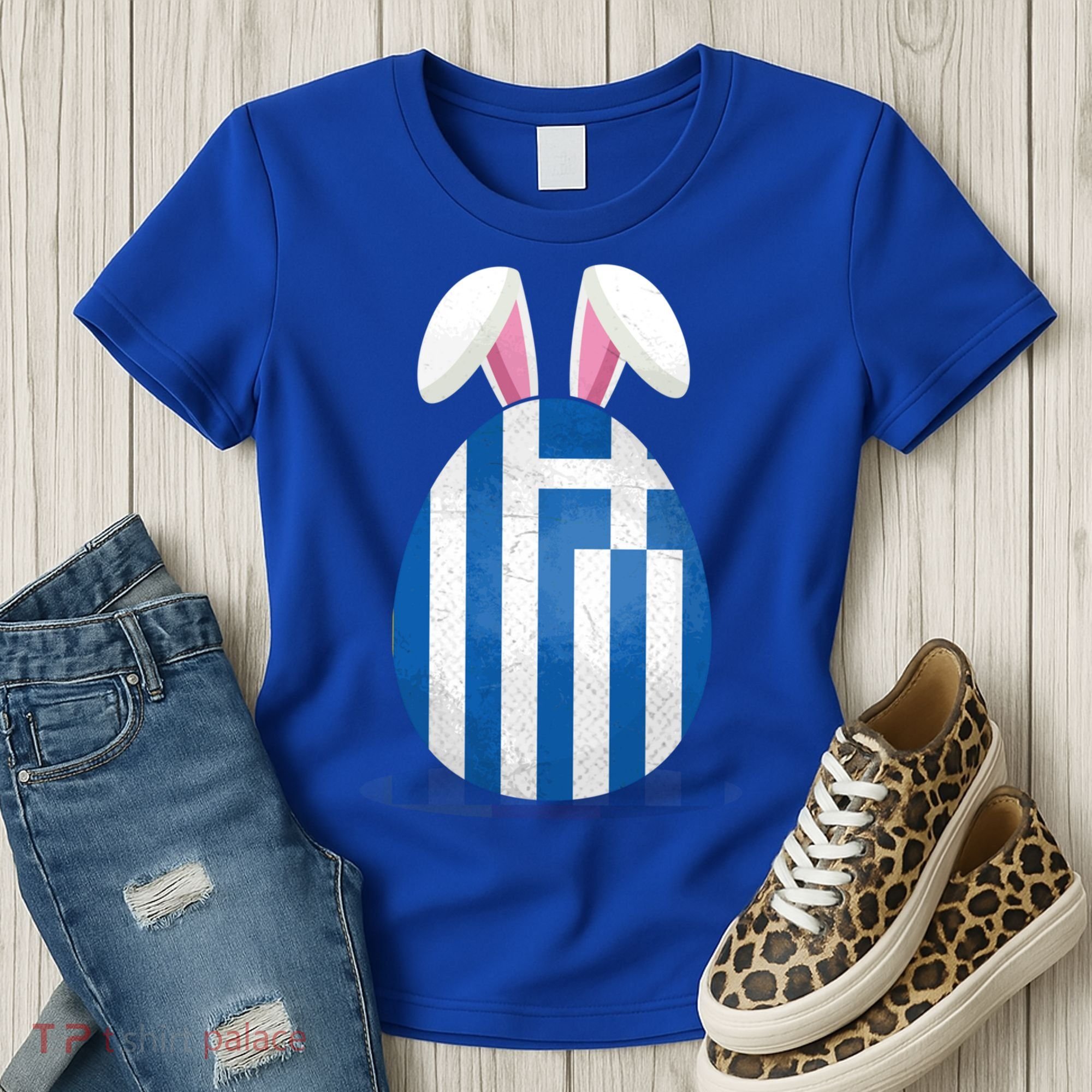 Greece Flag Egg Bunny Ears Greek Easter Sunday Gift Women's T-Shirt