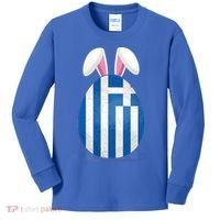 Greece Flag Egg Bunny Ears Greek Easter Sunday Gift Kids Long Sleeve Shirt thumb 0