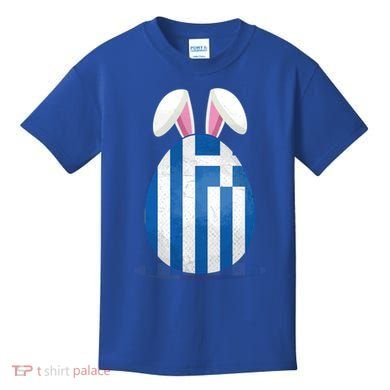 Greece Flag Egg Bunny Ears Greek Easter Sunday Gift Kids T-Shirt