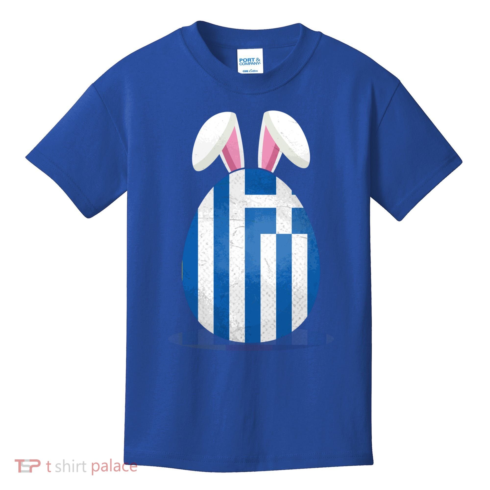 Greece Flag Egg Bunny Ears Greek Easter Sunday Gift Kids T-Shirt