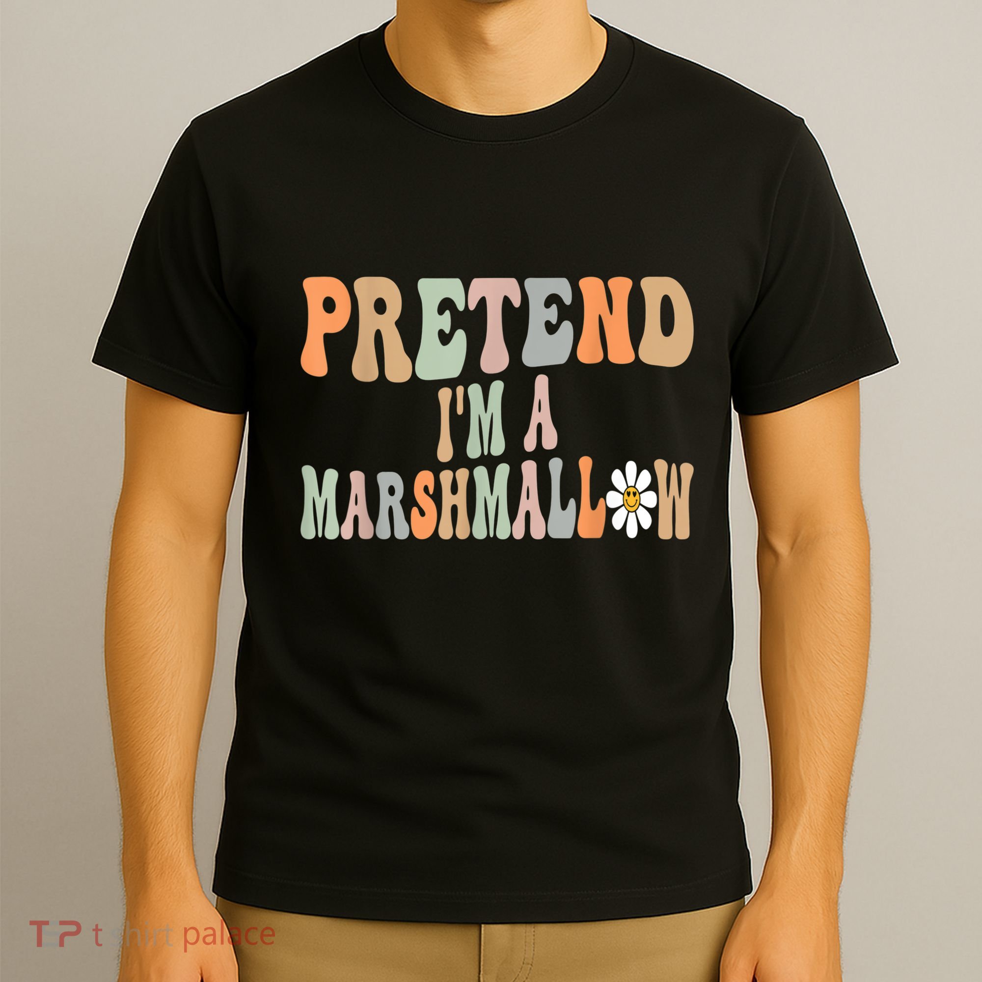 Groovy Funny Easy Lazy Halloween Pretend I'm A Marshmallow T-Shirt