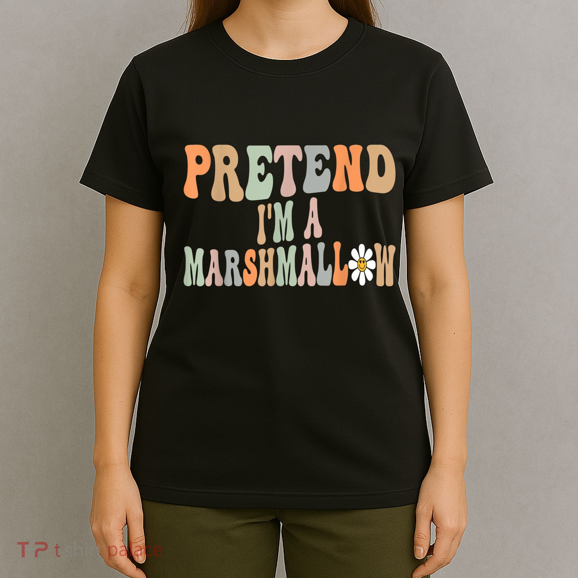 Groovy Funny Easy Lazy Halloween Pretend I'm A Marshmallow T-Shirt