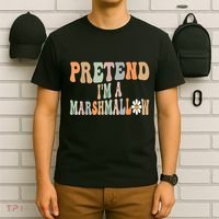 Groovy Funny Easy Lazy Halloween Pretend I'm A Marshmallow T-Shirt thumb 6