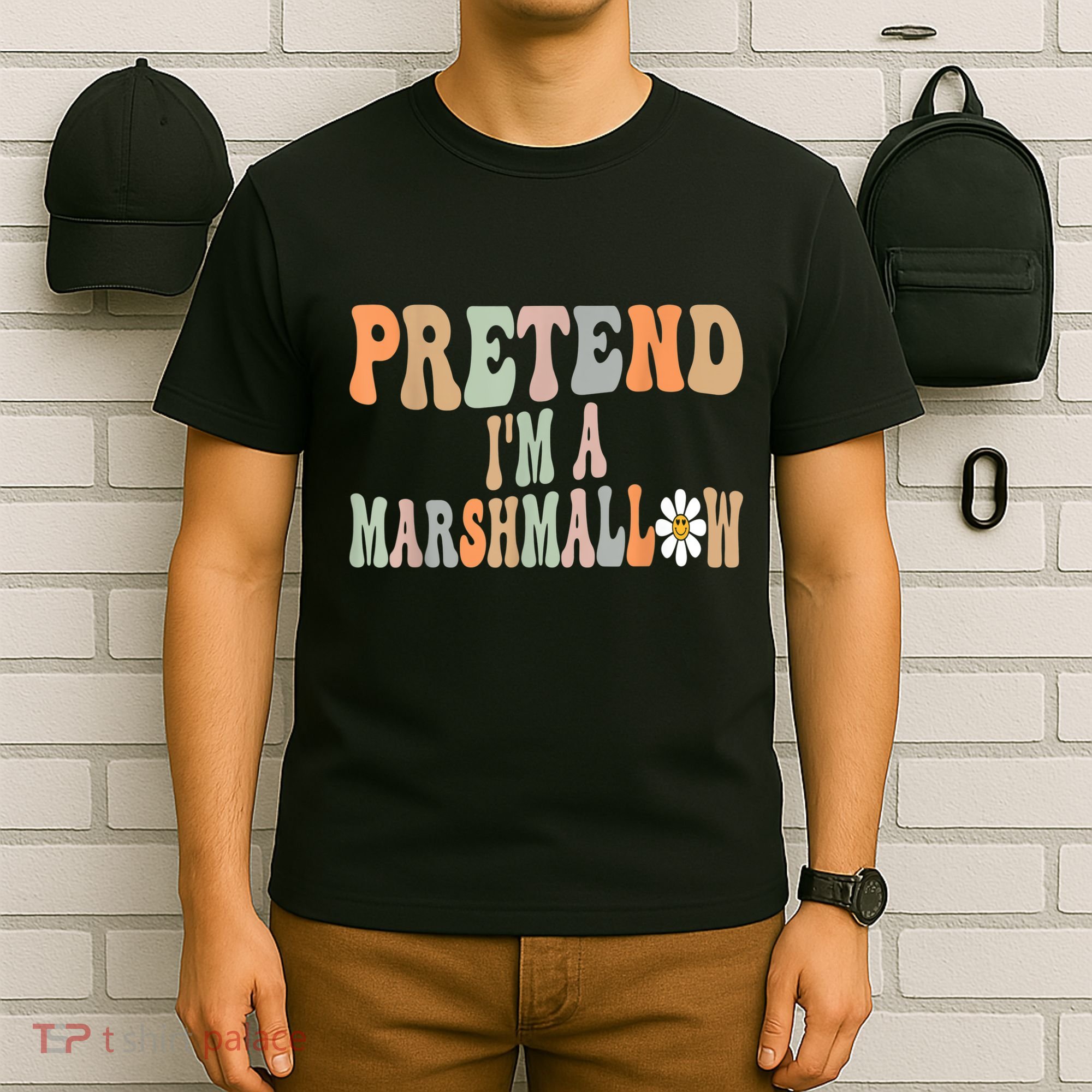 Groovy Funny Easy Lazy Halloween Pretend I'm A Marshmallow T-Shirt