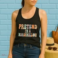 Groovy Funny Easy Lazy Halloween Pretend I'm A Marshmallow Women's Tank Top thumb 2
